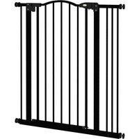 PawHut Metal Pet Safety Gate Dog Gate Folding Fence, Black