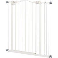 PawHut Metal Pet Safety Gate Dog Gate Folding Fence, White