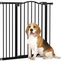 PawHut 74-87cm Adjustable Metal Pet Gate w/ Auto-Close Black