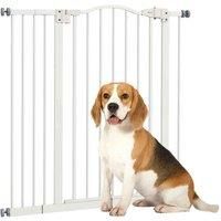 PawHut 74-94cm Adjustable Metal Pet Gate w/ Auto-Close White