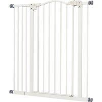PawHut Metal Pet Safety Gate Dog Gate Folding Fence, White