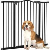PawHut Pressure Fit Dog Stair Gate No Drilling Safety Gate Auto Close for Doorways, Hallways, 74-100cm Adjustable, 94cm Tall, Black