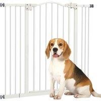 PawHut 74-100cm Adjustable Metal Pet Gate w/Auto-Close White