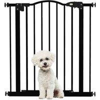 PawHut 74-80cm Adjustable Metal Pet Gate Safety Barrier w/ Auto-Close Black