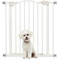 PawHut 74-80cm Adjustable Metal Pet Gate Safety Barrier w/ Auto-Close White