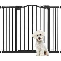 PawHut Pressure Fit Dog Stair Gate No Drilling Safety Gate Auto Close for Doorways, Hallways, 74-100cm Adjustable, 78cm Tall, Black
