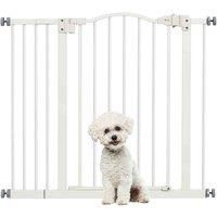 PawHut Pressure Fit Dog Stair Gate No Drilling Safety Gate Auto Close for Doorways, Hallways, 74-94cm Adjustable, 78cm Tall, White