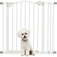PawHut Pressure Fit Dog Stair Gate No Drilling Safety Gate Auto Close for Doorways, Hallways, 74-87cm Adjustable, 78cm Tall, White