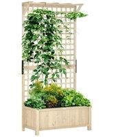 Outsunny Wood Planter w/ Trellis - Natural
