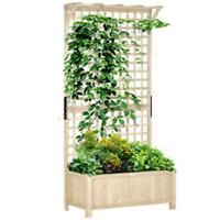 Outsunny Wood Planter with Trellis for Climbing Plants Vines Planter Box Natural