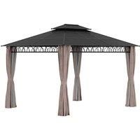 Outsunny 3.6x3m Polycarbonate Gazebo w/ Nettings£&£Curtains