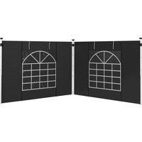 Outsunny Gazebo Side Panels, 2 Pack Sides Replacement, for 3x3(m) or 3x6m Pop Up Gazebo, with Windows and Doors, Black