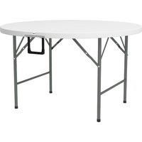 Outsunny £122 Folding Garden Table, Outdoor HDPE Round Picnic Table for 6, Patio Table with Metal Frame, White
