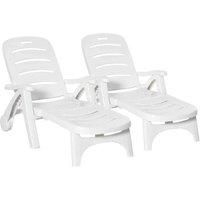 Outsunny 2pc Folding Sun Lounger Recliner - White