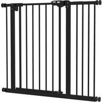 PawHut Metal 74-94cm Wide Adjustable Dog Gate Black