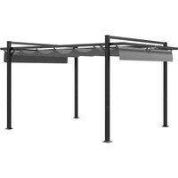 Outsunny 3x4m Retractable Aluminium Pergola Canopy - Grey