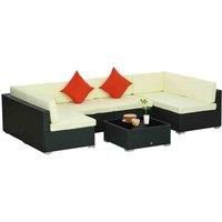 Outsunny 7pc Rattan Garden Furniture Set - Black