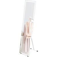 HOMCOM Standing Dressing Mirror with LED Lights, Wall Dressing Mirror for Bedroom with Dimmable and 3 Colour Lighting, White