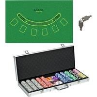 Sportnow 500-piece Poker Chips Set W Mat Aluminium Case