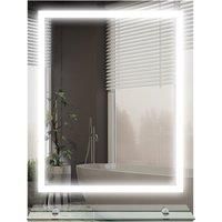 kleankin Bathroom Mirror with LED Lights, Dimmable Makeup Mirror with Storage Shelf, 3 Temperature Colours, Defogging Film and Memory Function, Hardwired, 70 x 50cm