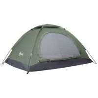 Outsunny Camping Tent for 2 Person Dome Tent w/ Storage Pocket Dark Green