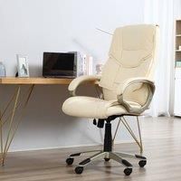HOMCOM Executive Office Chair Faux Leather Computer Desk Chair w/ Wheel White, Cream