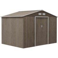 Outsunny Shed Storage Unit w/ Floor Foundation - Light Brown