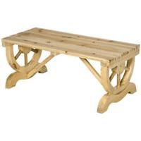 Outsunny Wooden Wheel Bench Rustic Outdoor Patio Garden Seat 2-Person Natural