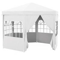 Outsunny 4 m Party Tent Wedding Gazebo Outdoor Waterproof PE Canopy Shade with 6 Removable Side Walls