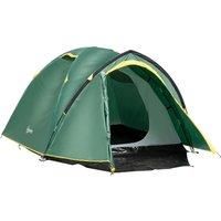 Outsunny Dome Tent for 2 Person Camping Tent with Large Windows, Waterproof Green and Yellow