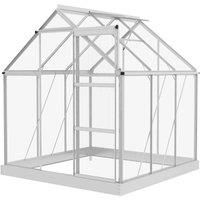 Outsunny 6x6' Polycarbonate G/house w/ Sliding Door - Silver