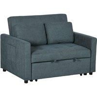 HOMCOM 2 Seater Sofa Bed, Convertible Bed Settee, Modern Fabric Loveseat Sofa Couch with 2 Cushions, Side Pockets for Living Room, Guest Room, Charcoal Grey