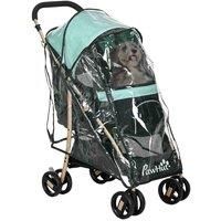 PawHut Pet Stroller for XS and S Dogs w/ Rain Cover - Green