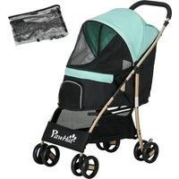 PawHut Pet Stroller for Small Dogs, Durable Oxford Fabric, with Rain Cover, Lightweight & Portable, Vibrant Green