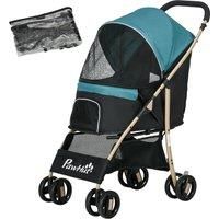 PawHut Oxfoad Pet Stroller for Small Minature Dogs with Rain Cover Dark Green