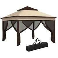 Outsunny 3x3m Pop Up Adjustable Gazebo w/ Netting - Beige