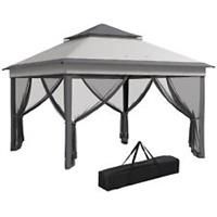 Outsunny 3 x 3(m) Pop Up Gazebo Tent with Netting, Height Adjustable, Grey