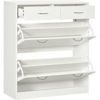 HOMCOM Narrow Shoe Storage with 2 Flip Drawers and Adjustable Shelves Shoe Cabinet Organizer for 12 Pairs of Shoes, White