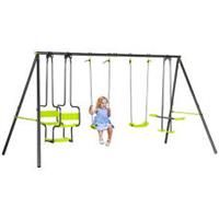 Outsunny Garden Swing Set with Double Swings, Glider, Swing Seats for Outdoor