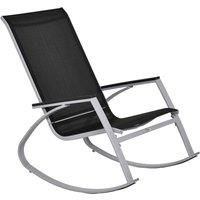 Outsunny Rocking Chair Sun Lounger Garden Seat Patio High Back Texteline Black