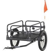 HOMCOM Steel Bike Trailer with Triple Safety, Wagon Bicycle Trailer with Suspension, 2 Wheels Outdoor Storage Carrier, Black
