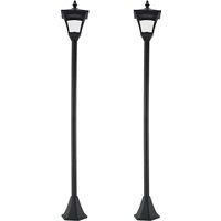 Outsunny Set of 2 Outdoor Garden Solar Post Lamp Sensor Dimmable LED Lantern Bollard IP44 Energy-saving 1.2M Tall, Black