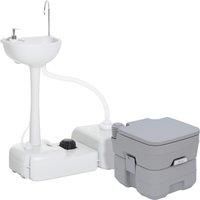 Portable Toilet and Camping Sink Set for Outdoor Events, Wastewater Recycled