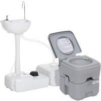 Portable Toilet and Camping Sink Set for Outdoor Events, Wastewater Recycled