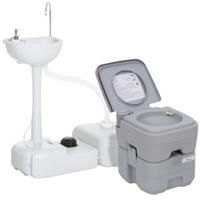 Outsunny Portable Toilet and Camping Sink Set for Outdoor Events, Grey