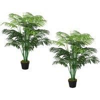 Outsunny 2 Pack Artificial Plant Palm Tree in Pot, Fake Plants for Home Indoor Outdoor Decor, 125cm, Green
