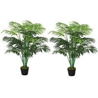 Outsunny 2 Pack 125cm/4FT Artificial Palm Plant, Decorative Tree with Pot