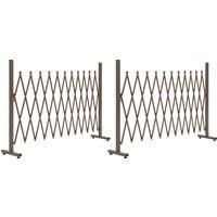 Outsunny Set of 2 Expanding Garden Fencc, Aluminium Freestanding Foldable Picket Fence, 300cmx103.5 cm, Dark Brown