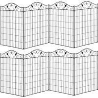 Outsunny Set of 2 Decorative Garden Fence, 8 Panels Metal Picket Fence, Versatile Shapes for Patio Lawn, 365cm x 112cm, Black