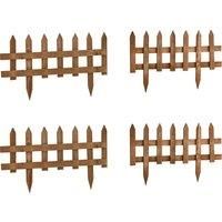 Outsunny Pack of 24 Wooden Border Fences, Garden Fixed Picket Fence for Lawn Edging, Flowerbed, 60L x 1D x 34H cm, Brown